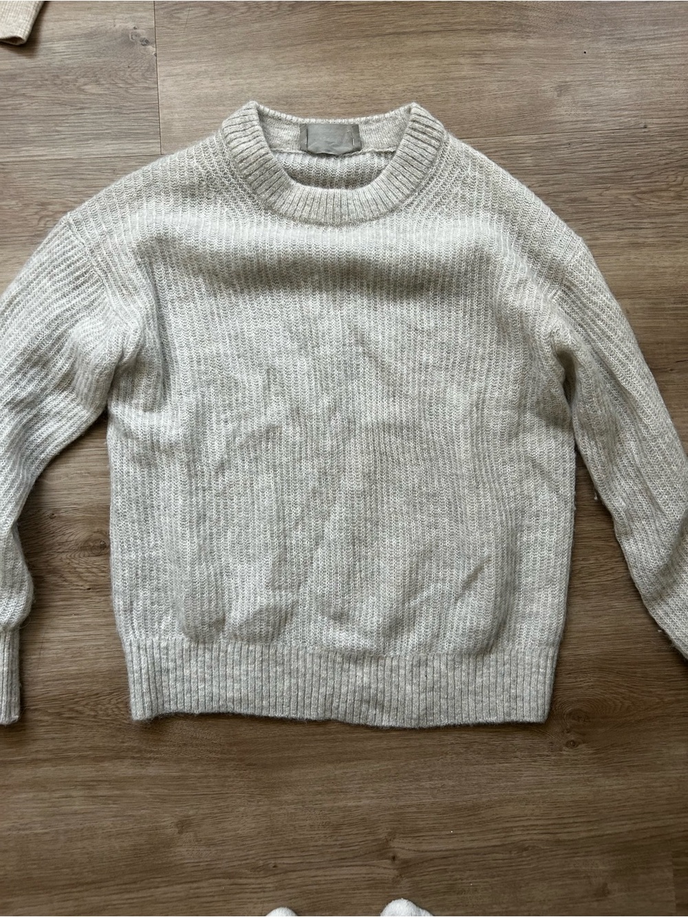 Everlane Alpaca Cocoon crew in almond
